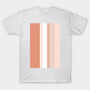 Color Block Stripes Peach and Salmon Pink T-Shirt